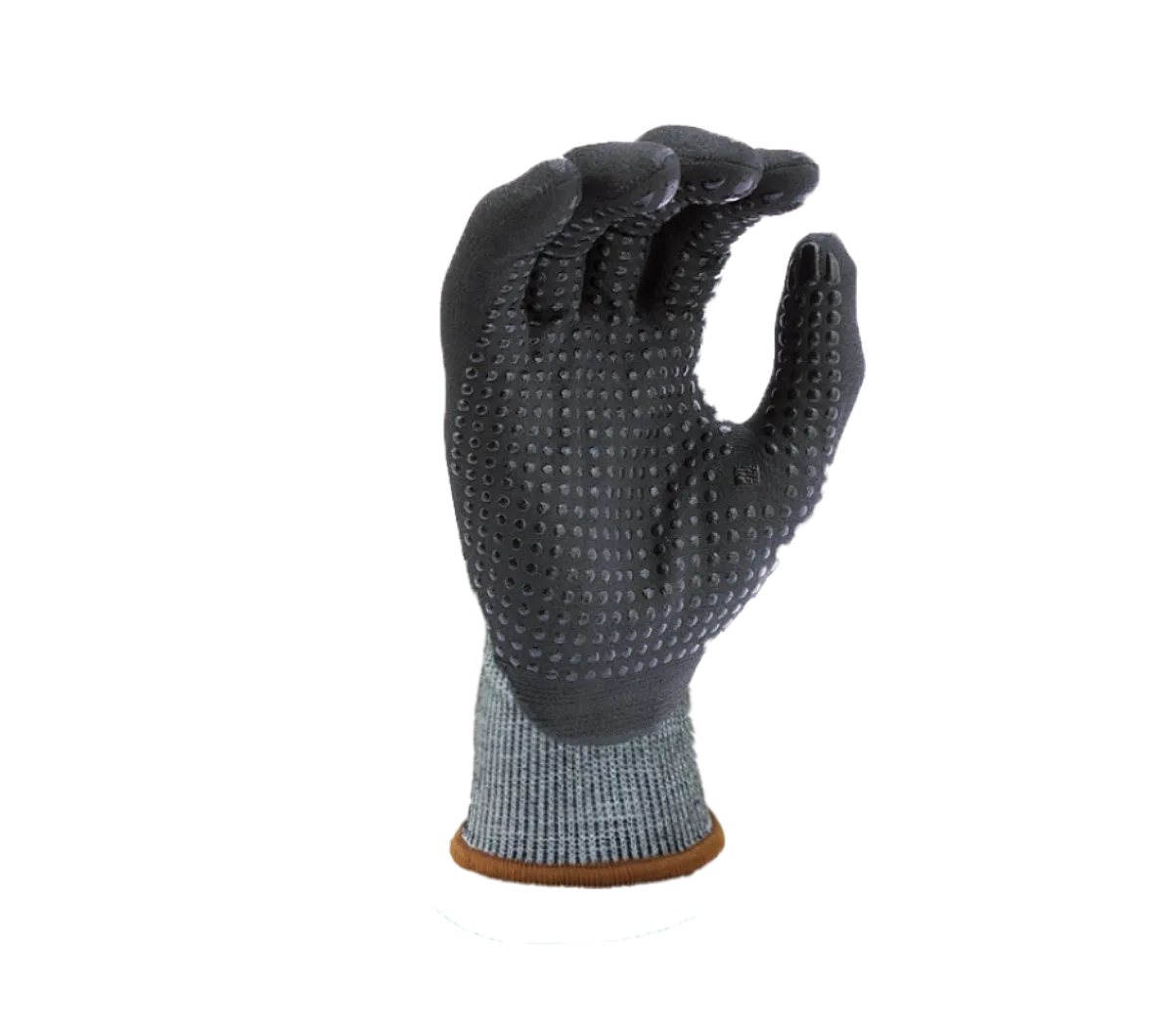 18G Blue Turnbull Shell(ANSI CUT A2), Black Micro-Foam Nitrile Palm Coated Gloves With Nitrile Dots