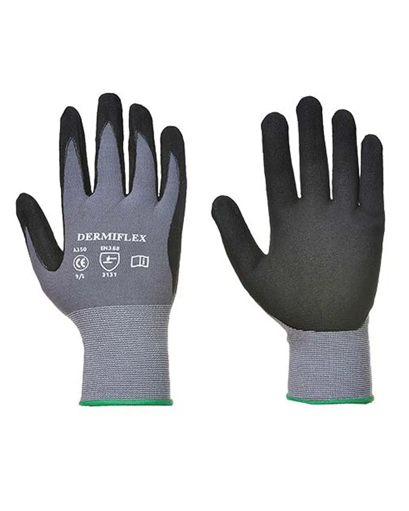 (6/Case) Portwest Gray/Black DermiFlex Glove