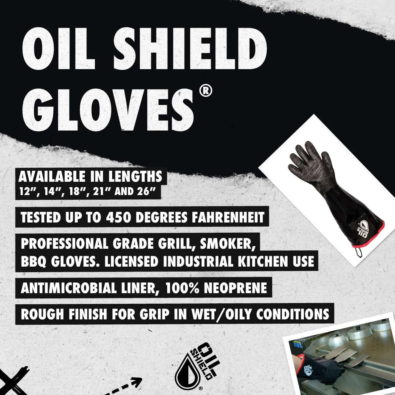 99215   Oil Shield®, 21" High Temp Neoprene Insulated Gloves - Mens Size L