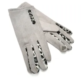 Animal Print Inbetweeners Gloves - Grey