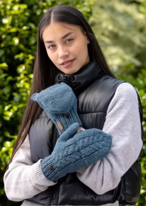 Aran Cable Hunter Gloves | Denim