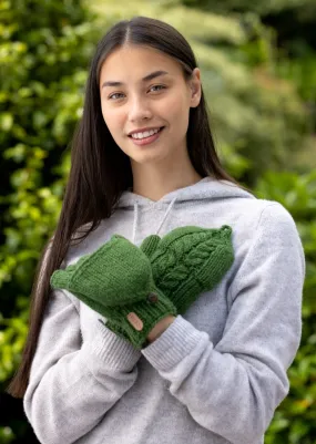 Aran Cable Hunter Gloves | Green