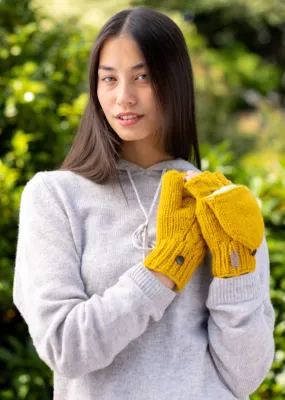 Aran Cable Hunter Gloves | Sunflower