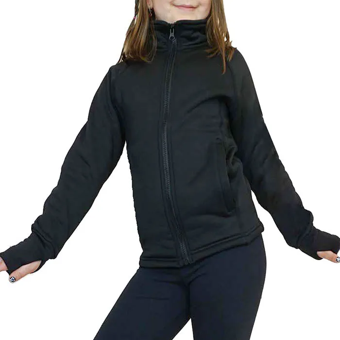 Black Plain Polar Fleece Skating Jacket - UGJK1