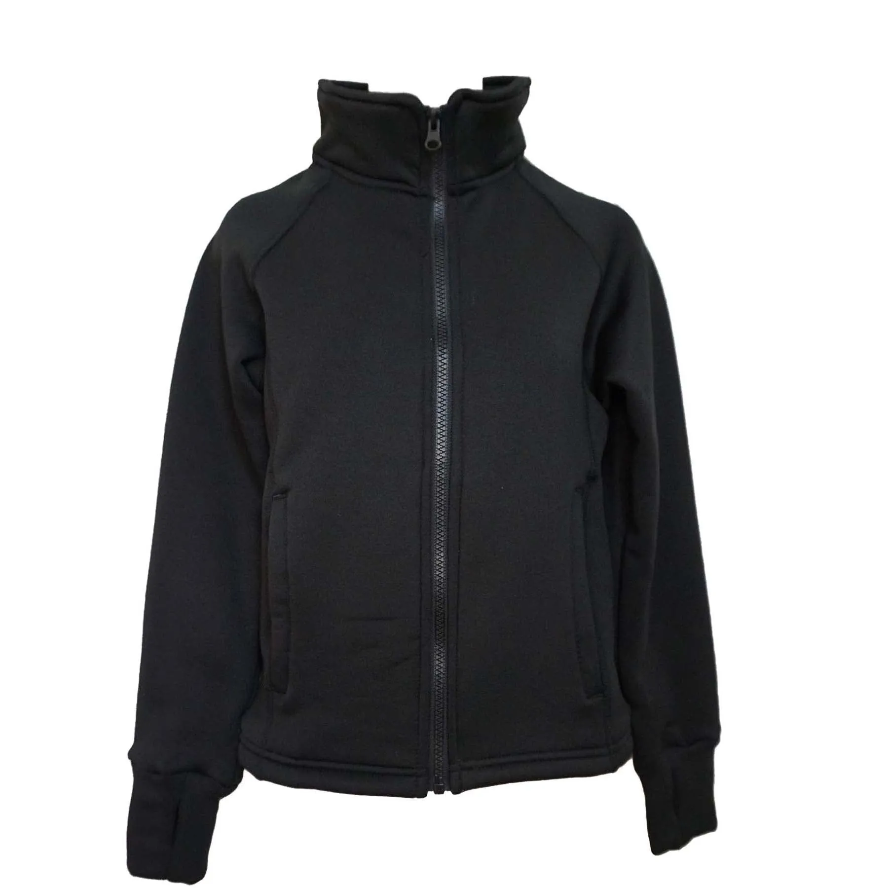 Black Plain Polar Fleece Skating Jacket - UGJK1