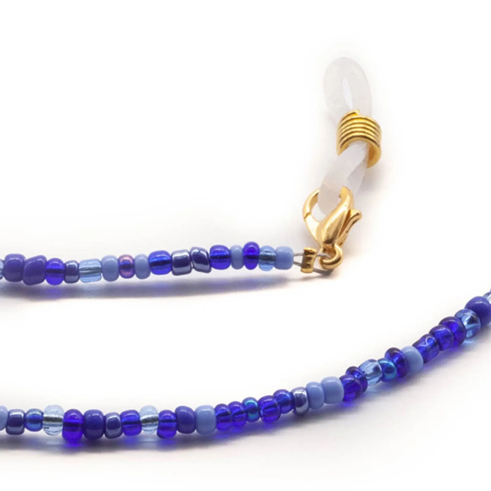 Blue Glass Beaded Face Mask Lanyard Necklace