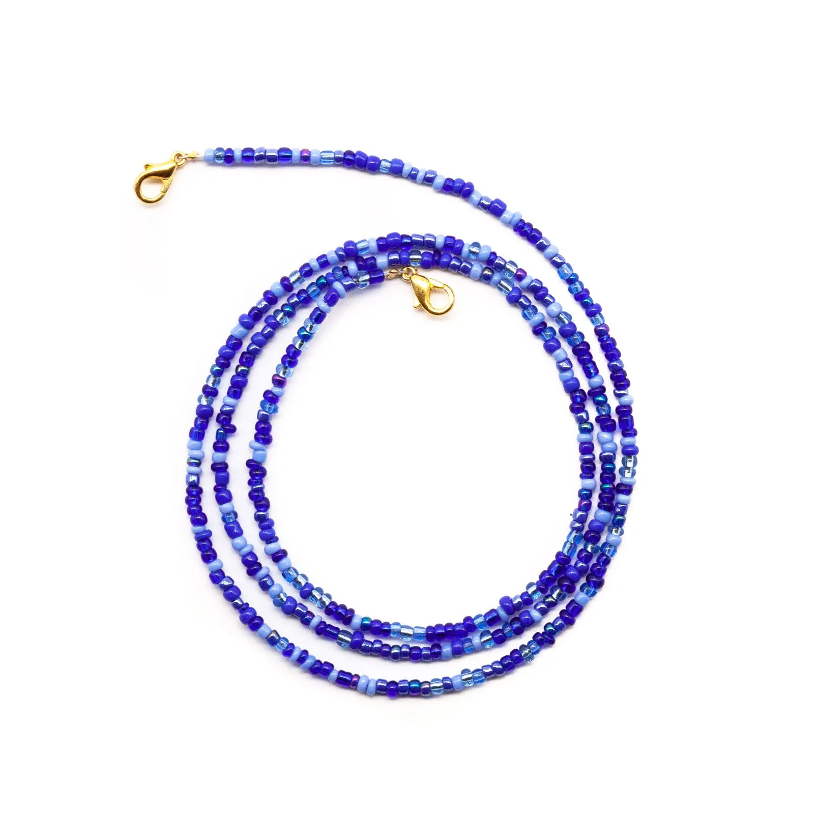 Blue Glass Beaded Face Mask Lanyard Necklace