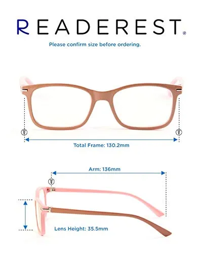 Blue-Light-Blocking-Reading-Glasses-Beige-Pink-2-75-Magnification-Computer-Glasses