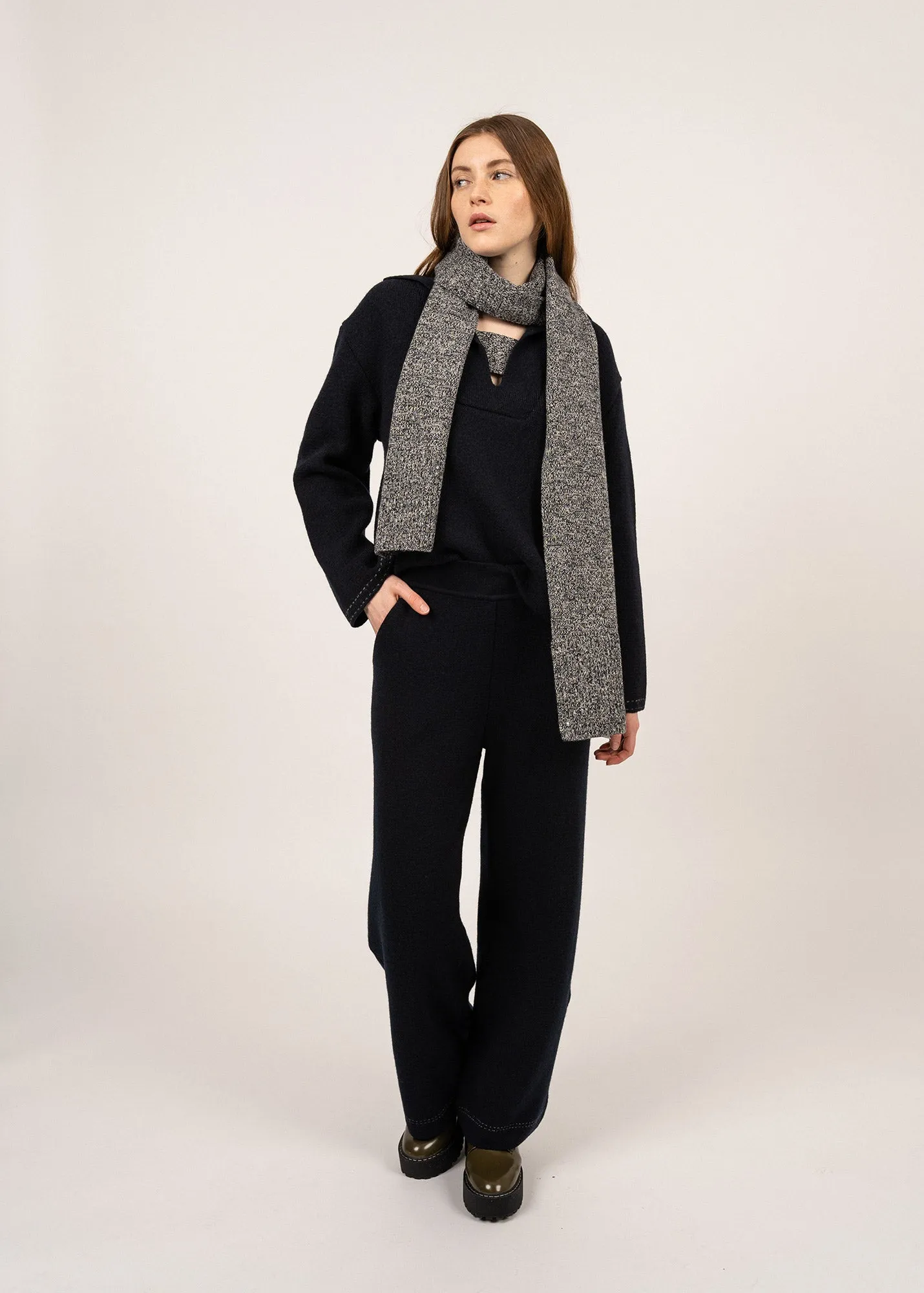 Bréauté wool scarf - SAINT JAMES 48N1W (NAVY/ECRU)