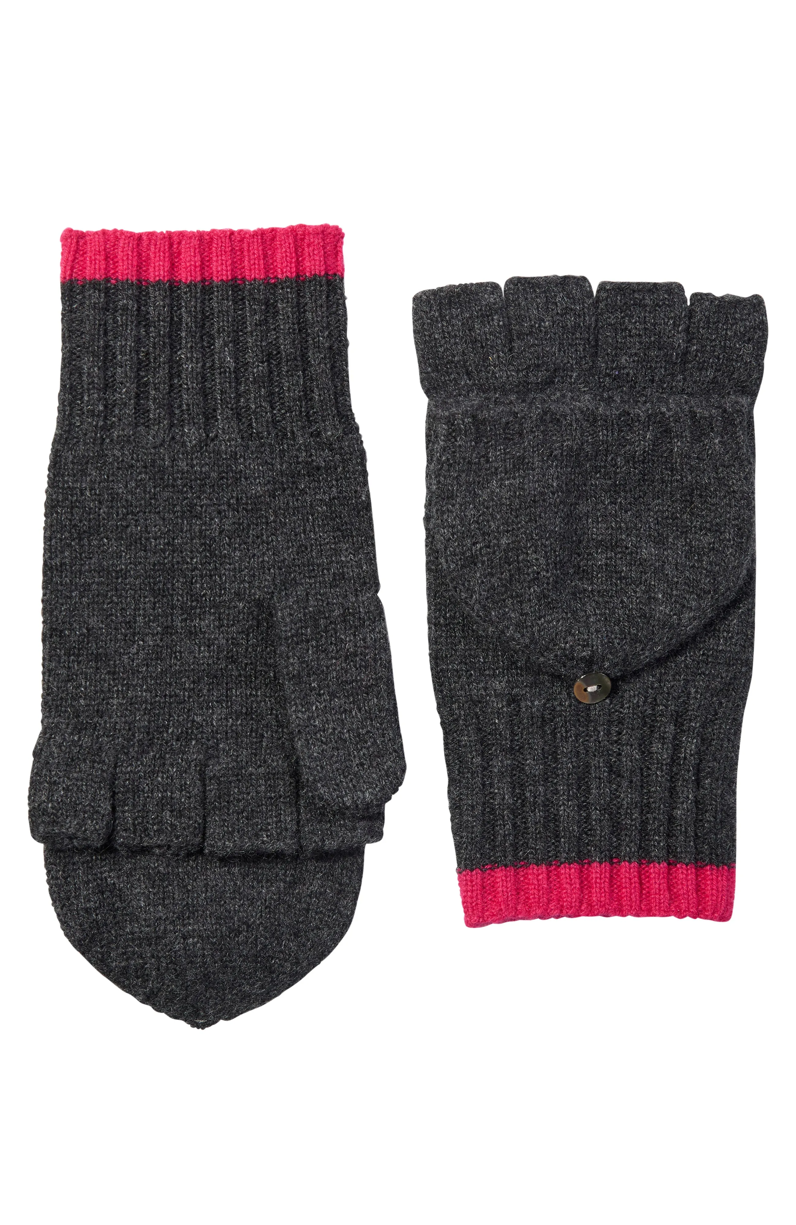 CASHMERE POP TOP GLOVE WITH CUFF TIPPING