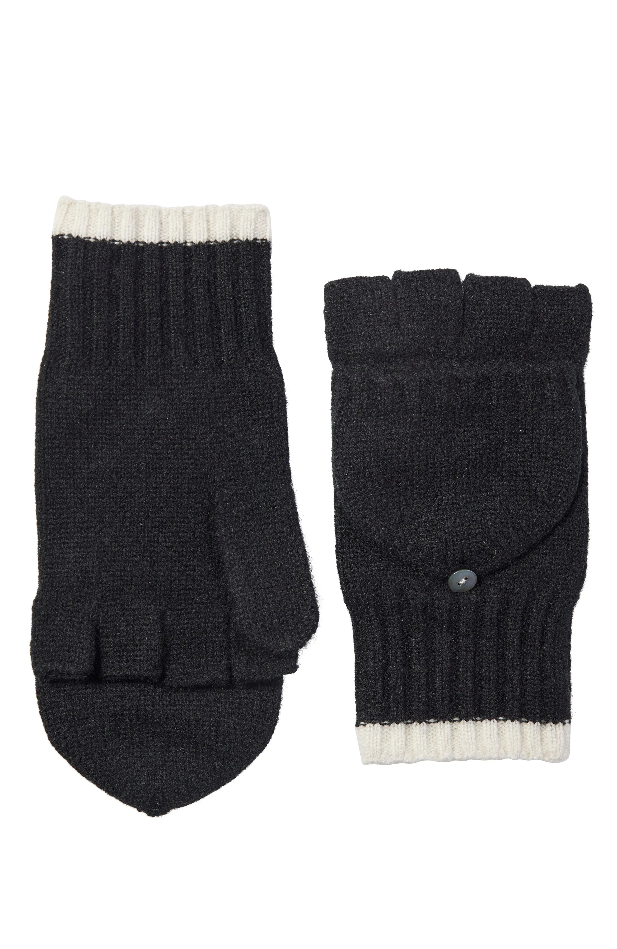 CASHMERE POP TOP GLOVE WITH CUFF TIPPING