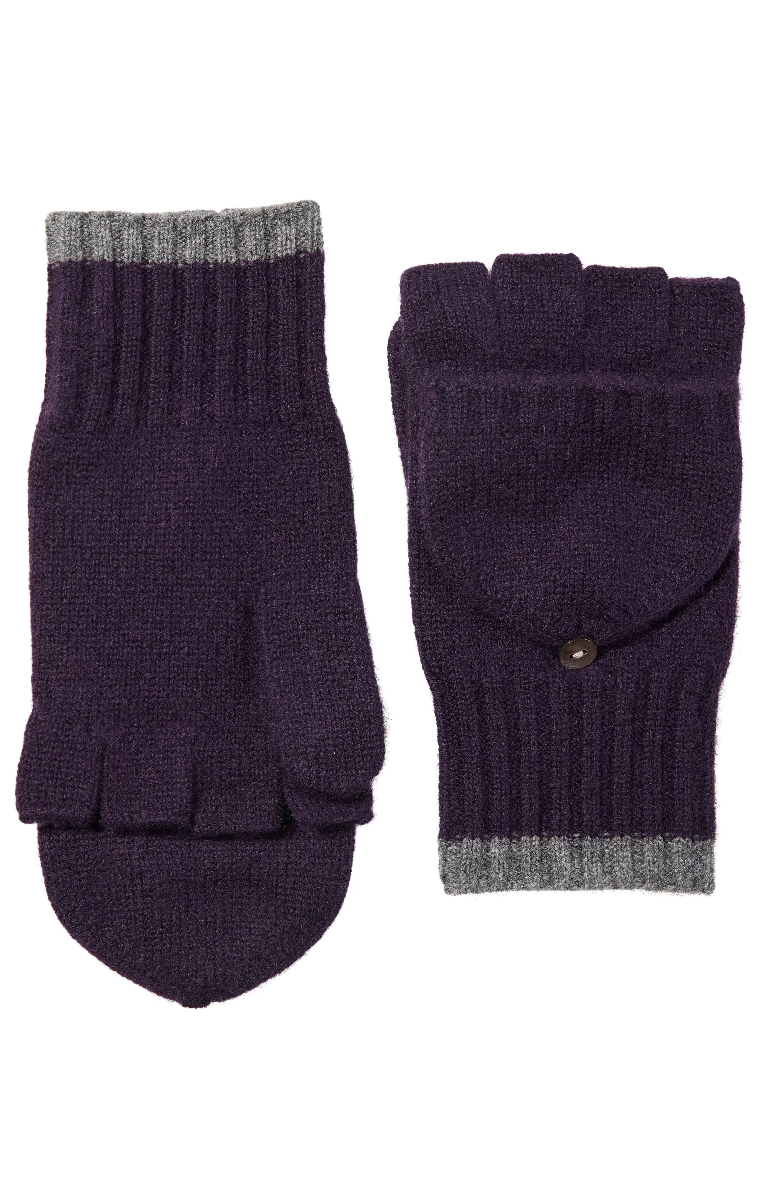 CASHMERE POP TOP GLOVE WITH CUFF TIPPING