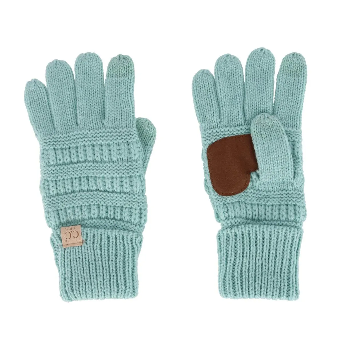 C.C Kids' One Size Fits Most Solid Cable Knit Touchscreen Gloves