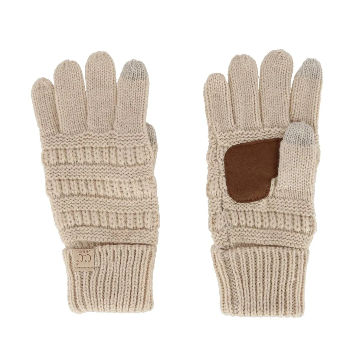 C.C Kids' One Size Fits Most Solid Cable Knit Touchscreen Gloves