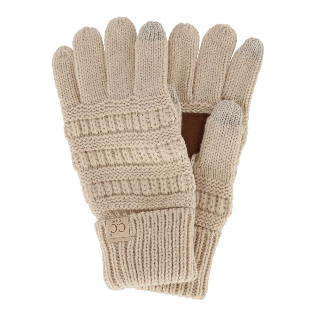 C.C Kids' One Size Fits Most Solid Cable Knit Touchscreen Gloves