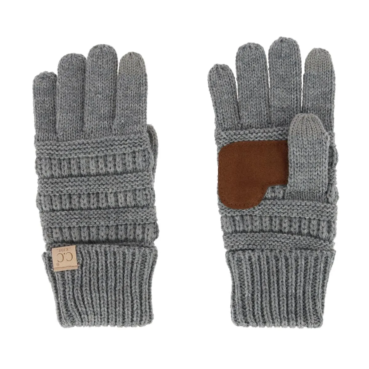 C.C Kids' One Size Fits Most Solid Cable Knit Touchscreen Gloves