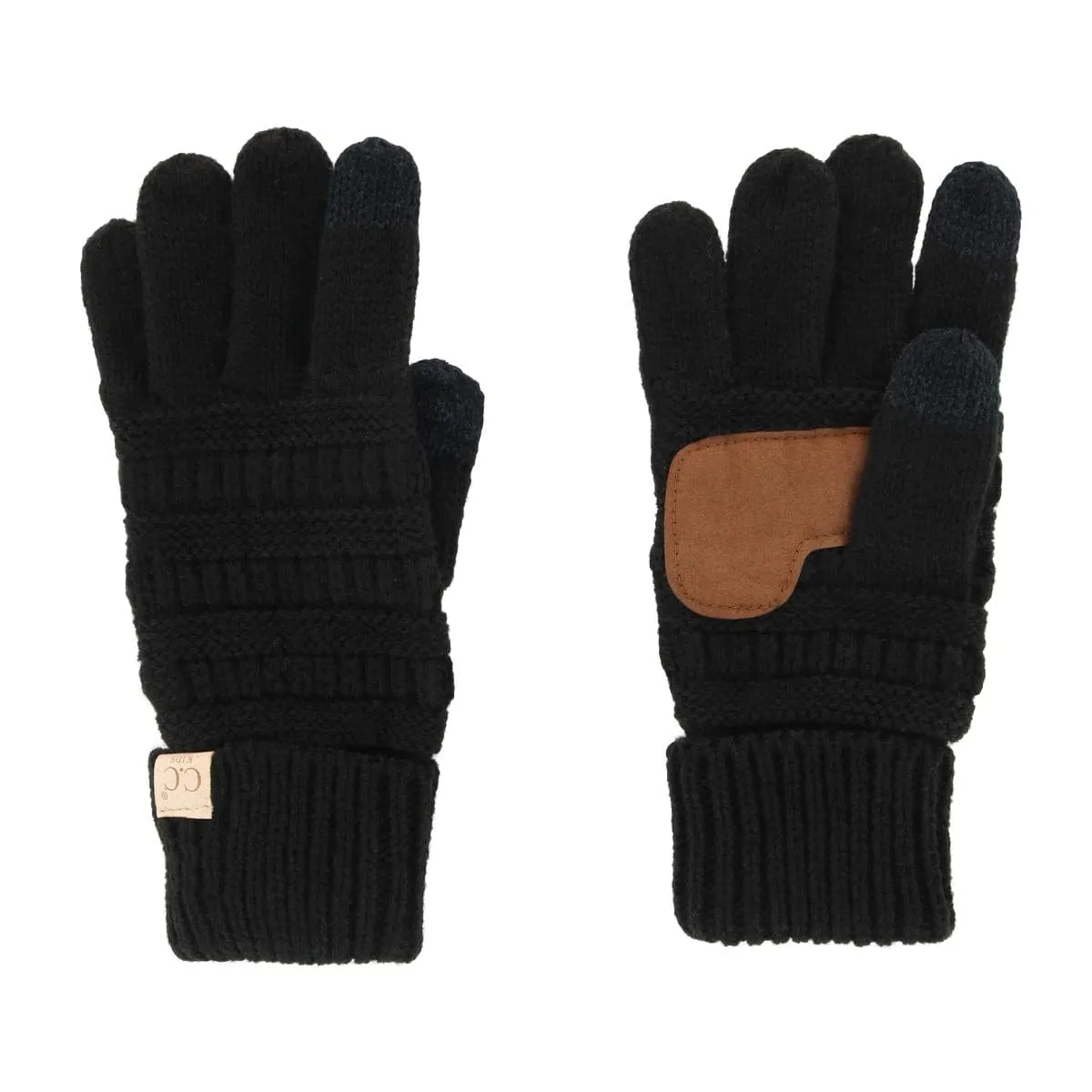 C.C Kids' One Size Fits Most Solid Cable Knit Touchscreen Gloves