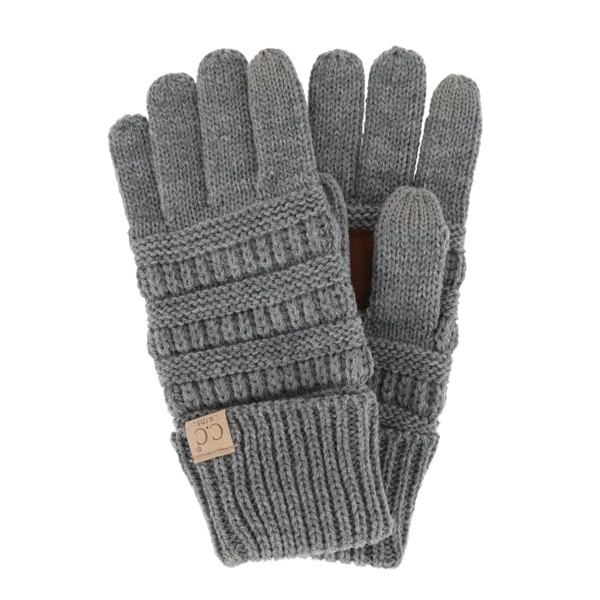 C.C Kids' One Size Fits Most Solid Cable Knit Touchscreen Gloves