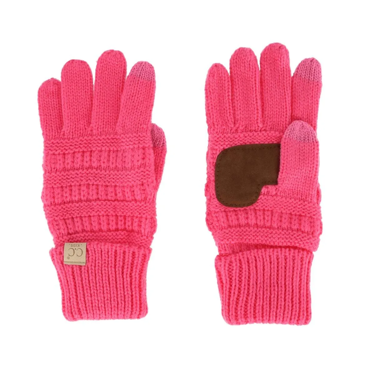 C.C Kids' One Size Fits Most Solid Cable Knit Touchscreen Gloves