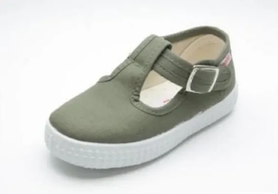 Cienta T Strap Khaki Green