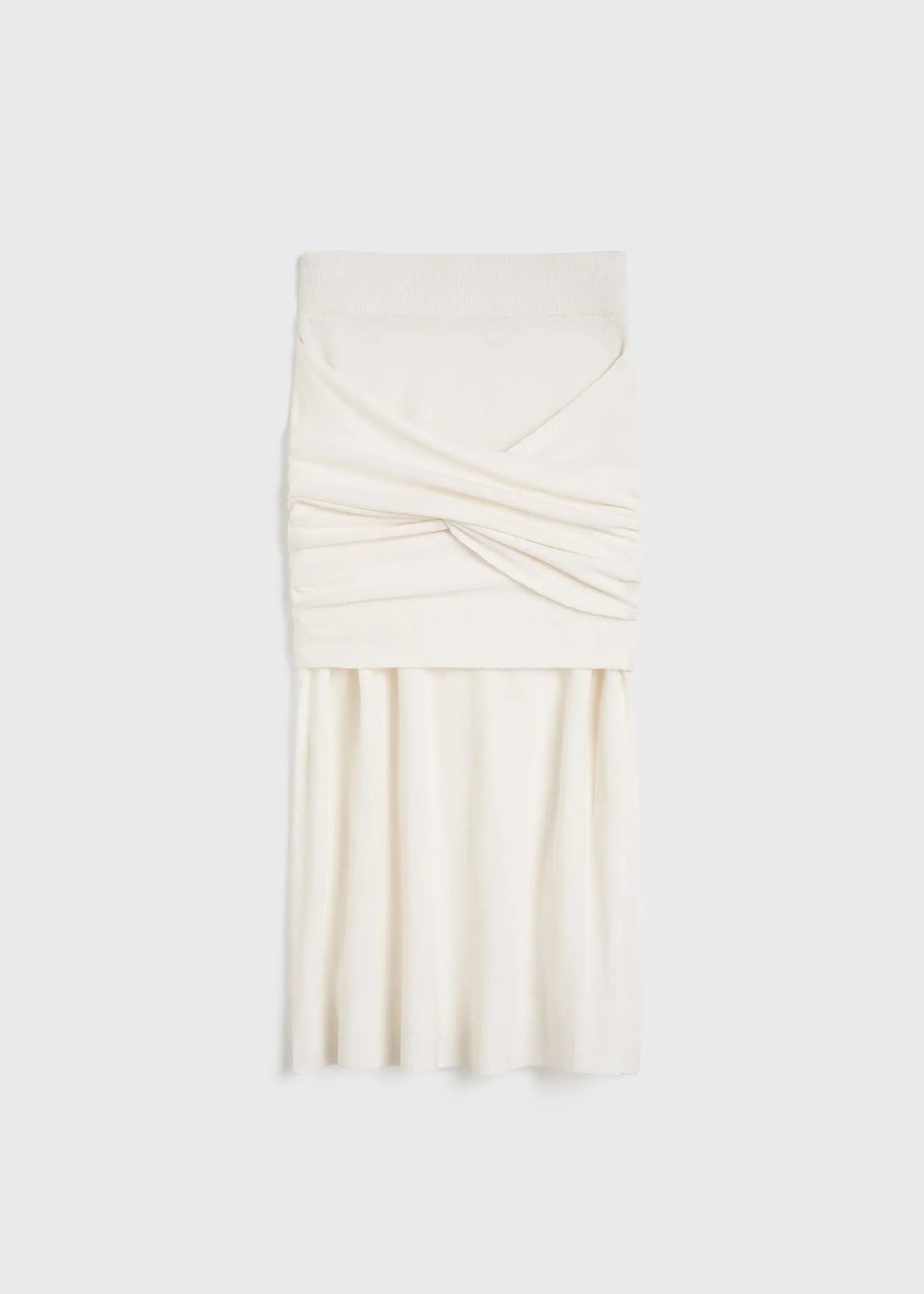 Draped fine knit skirt off-white