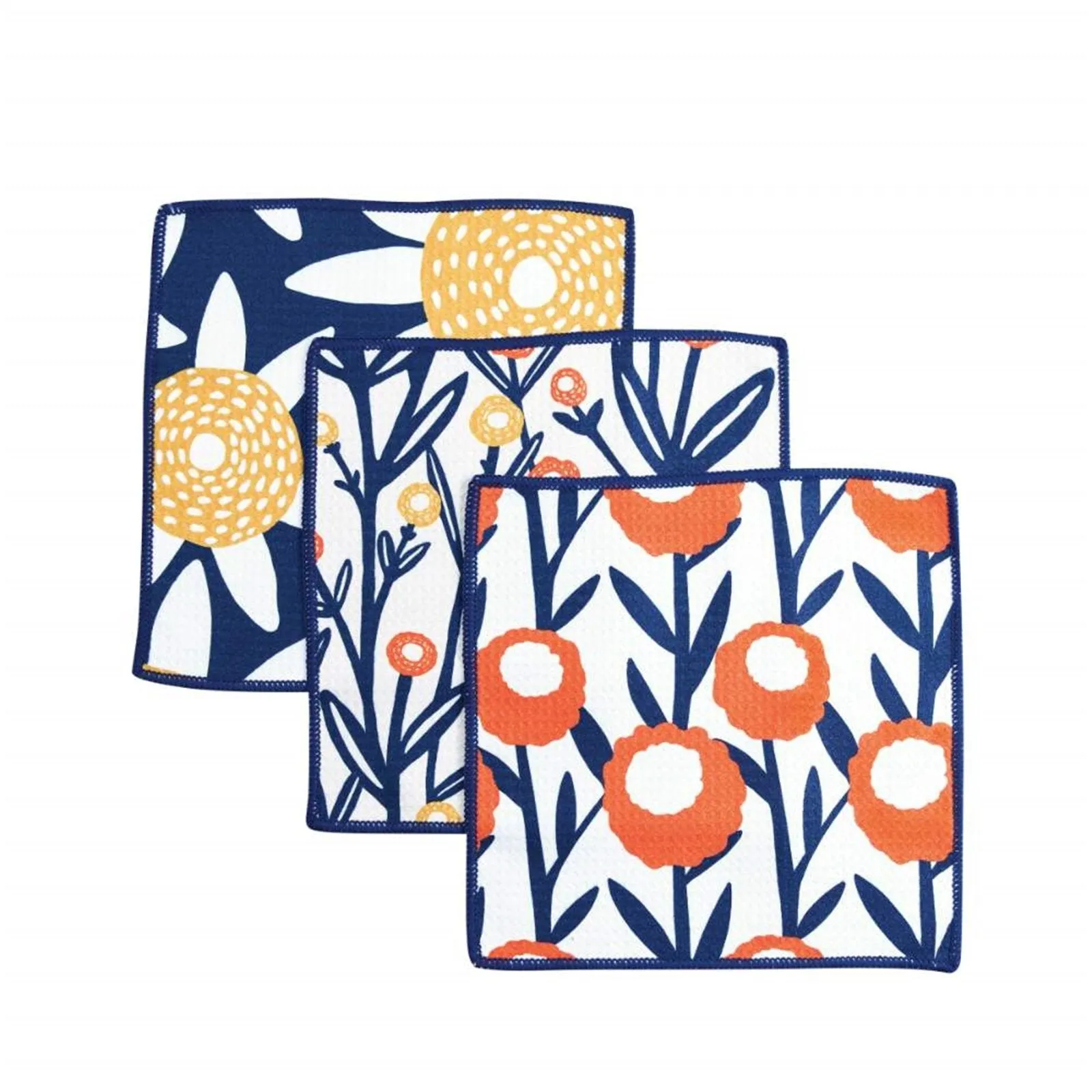 Field of Flowers blu Dish Cloth Set of 3