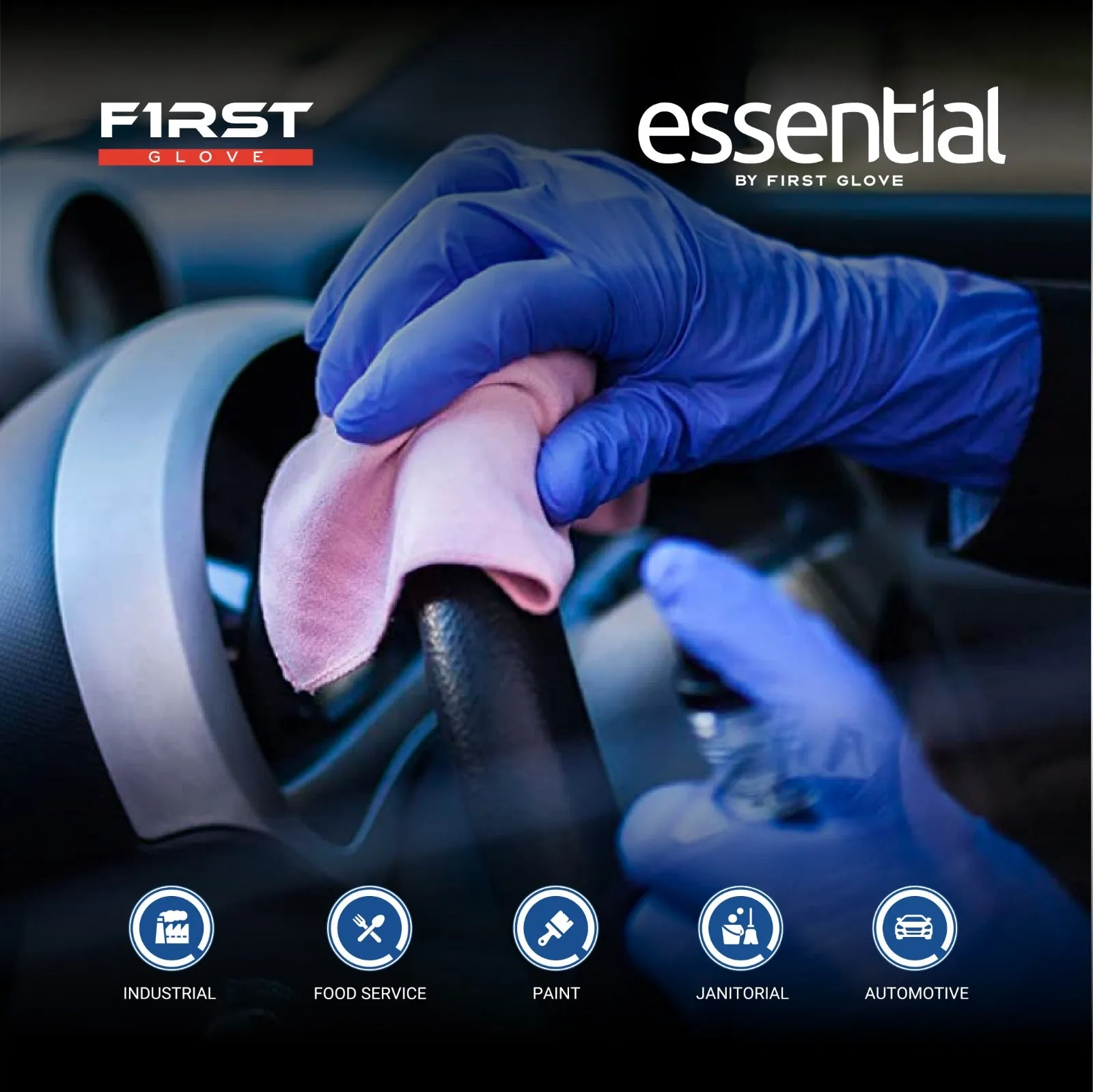 First Glove Essential 3.5 Mil Blue Nitrile Disposable Gloves