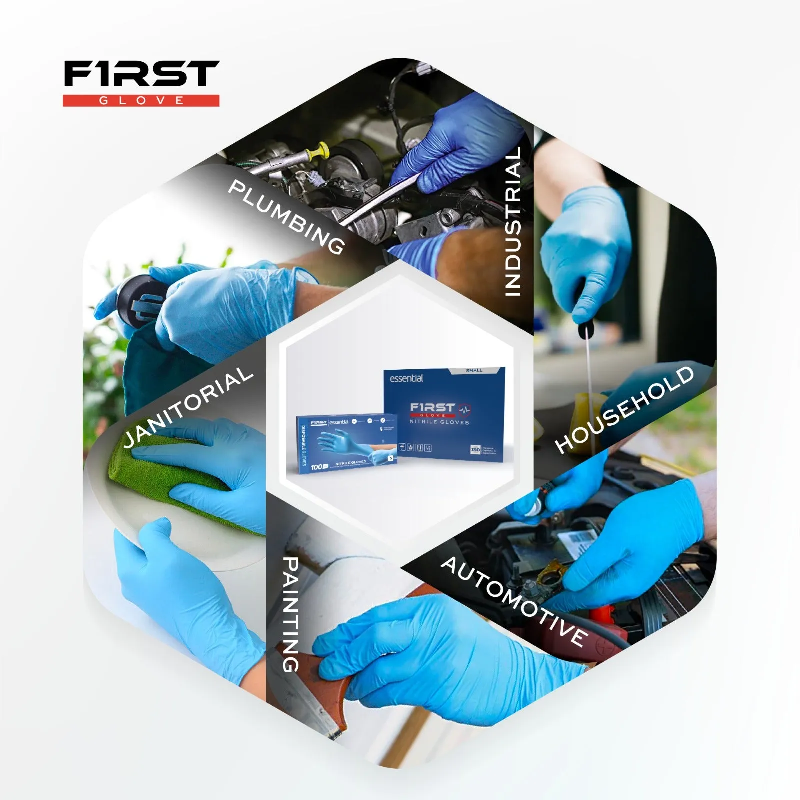 First Glove Essential 3.5 Mil Blue Nitrile Disposable Gloves