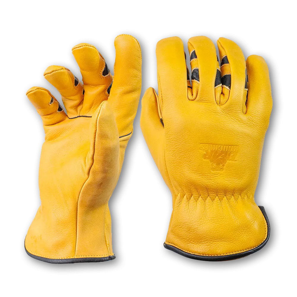 Fleece-Lined Water Resistant Leather Cowhide Driver Gloves - D373