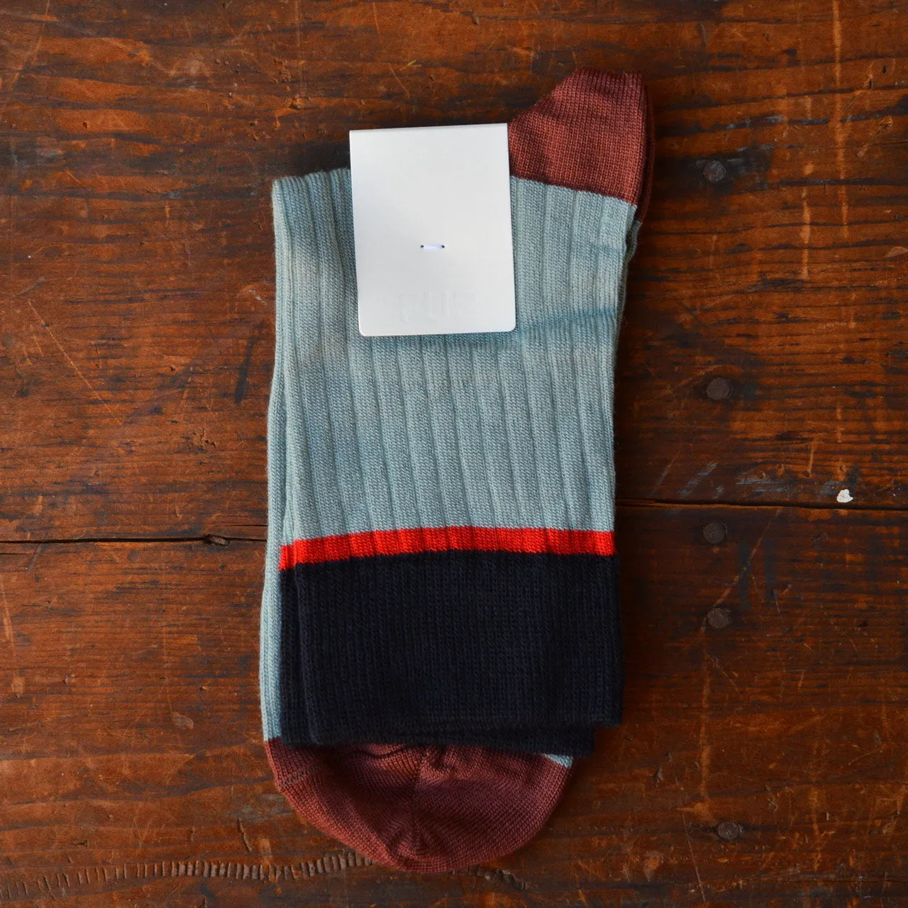 FUB Merino Wool Socks - Fine Colourblock Knit (Adults)