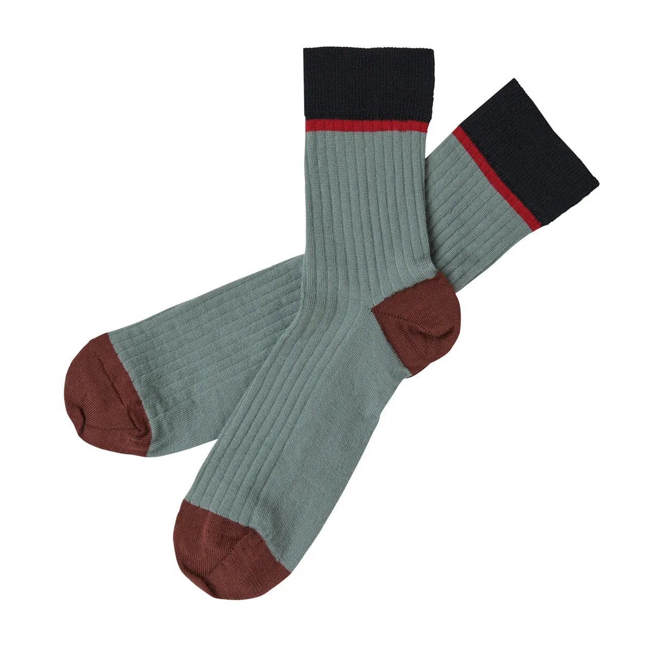 FUB Merino Wool Socks - Fine Colourblock Knit (Adults)