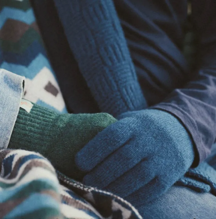 Full Finger Gloves - Lambswool - Diesel Blue