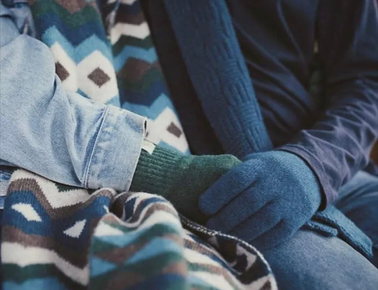 Full Finger Gloves - Lambswool - Diesel Blue