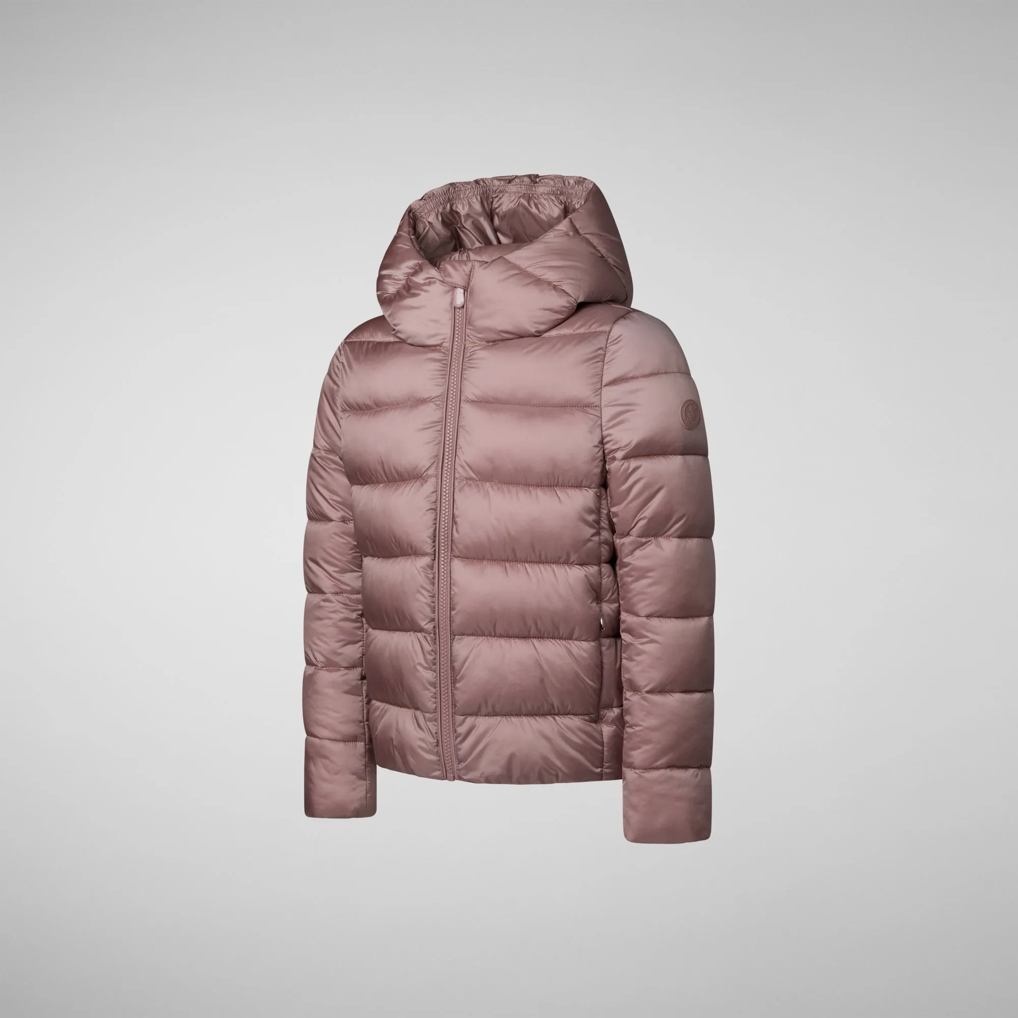 Girls' animal free puffer jacket Bibi in misty rose