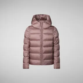 Girls' animal free puffer jacket Bibi in misty rose