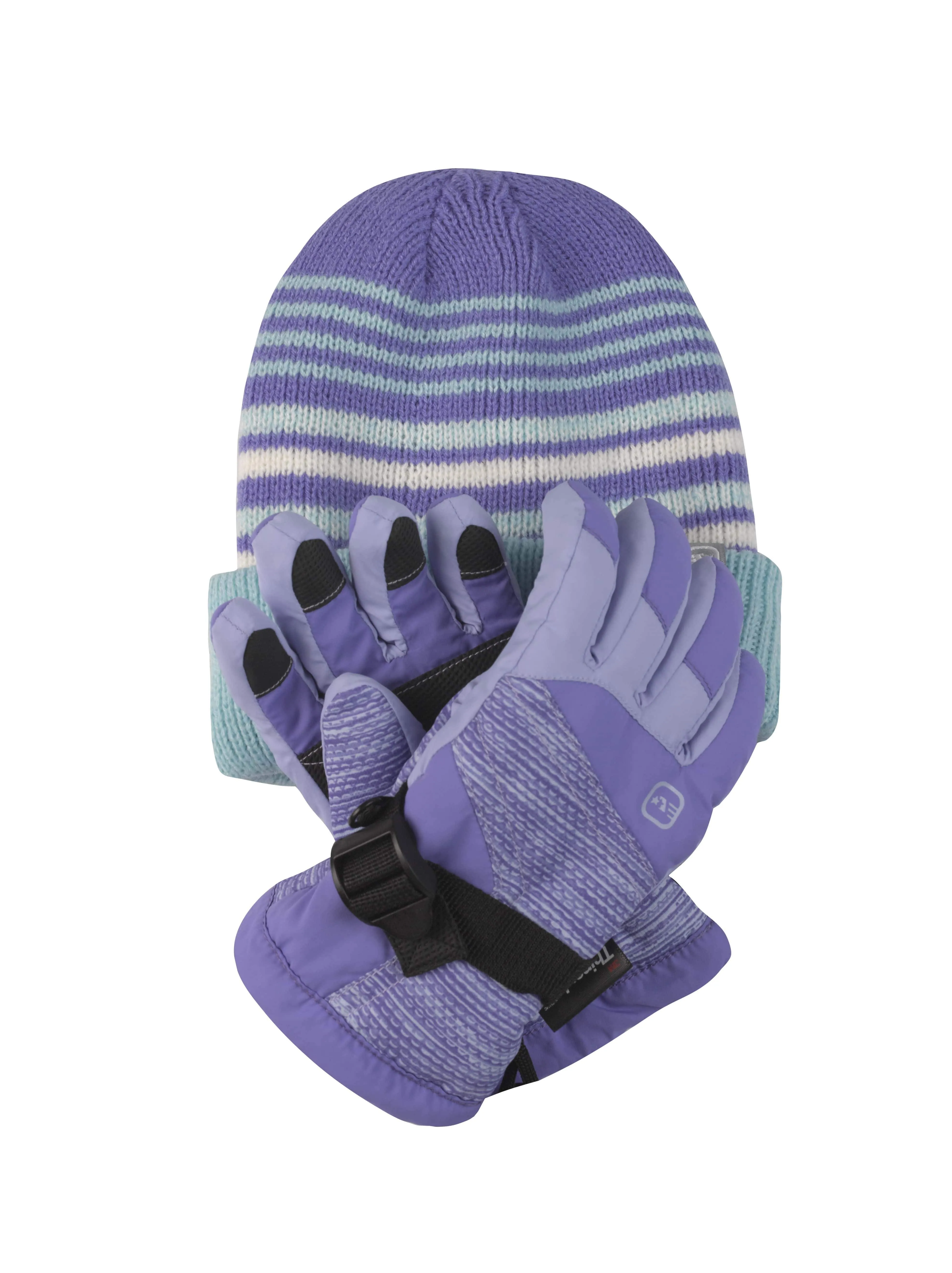 Girls' Reversible Hat & Ski Glove Set