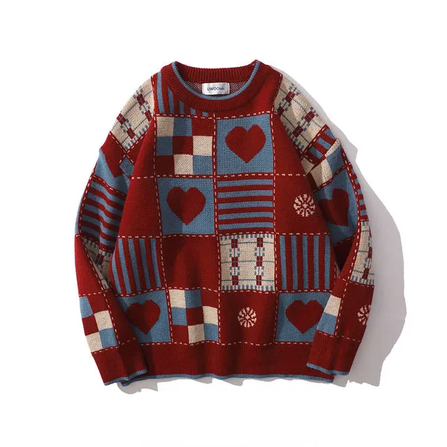 Hearts & Blocks Oversized Wool Men's Sweater