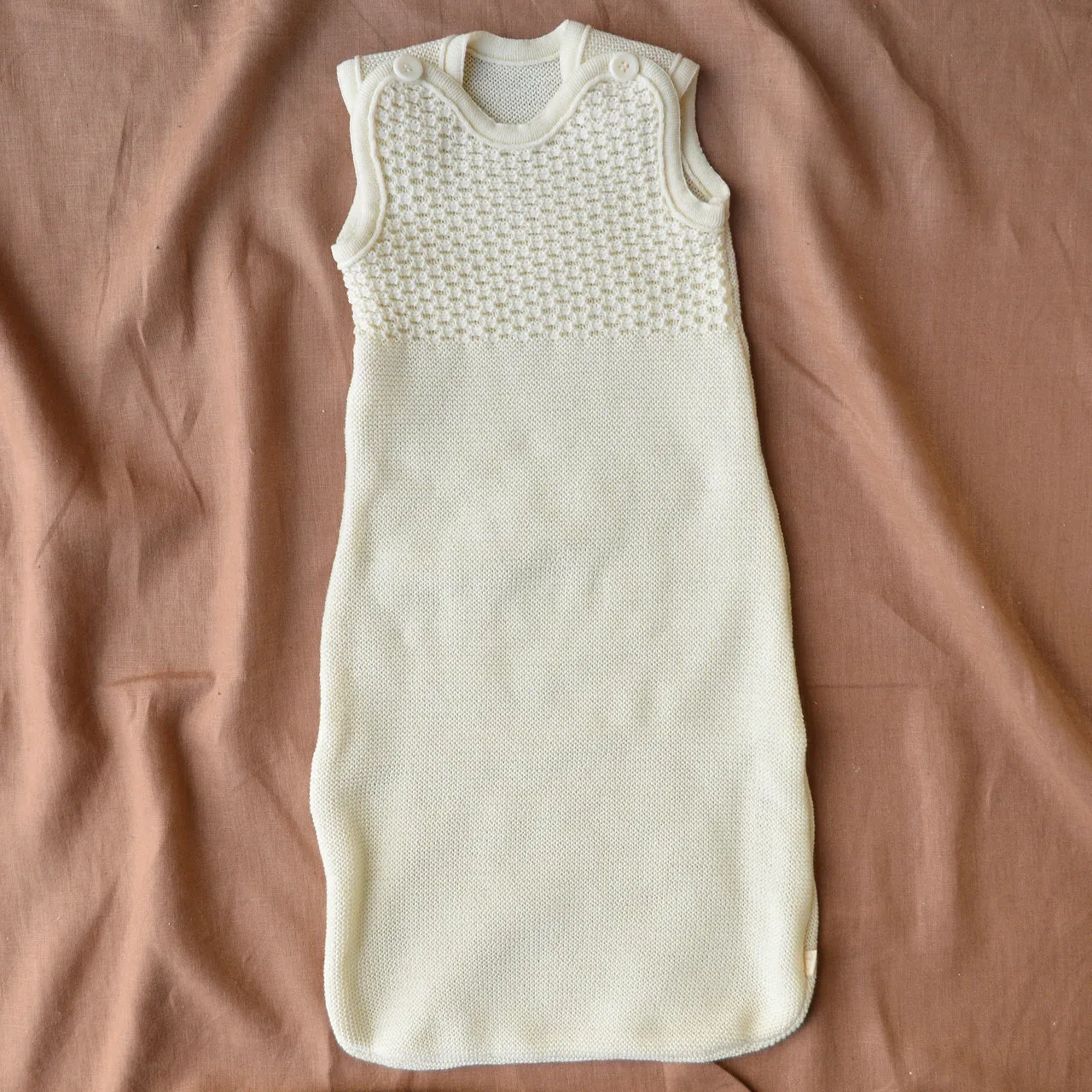 Knitted Sleeping Bag Sleeveless - Organic Merino Wool - Natural (0-18m )