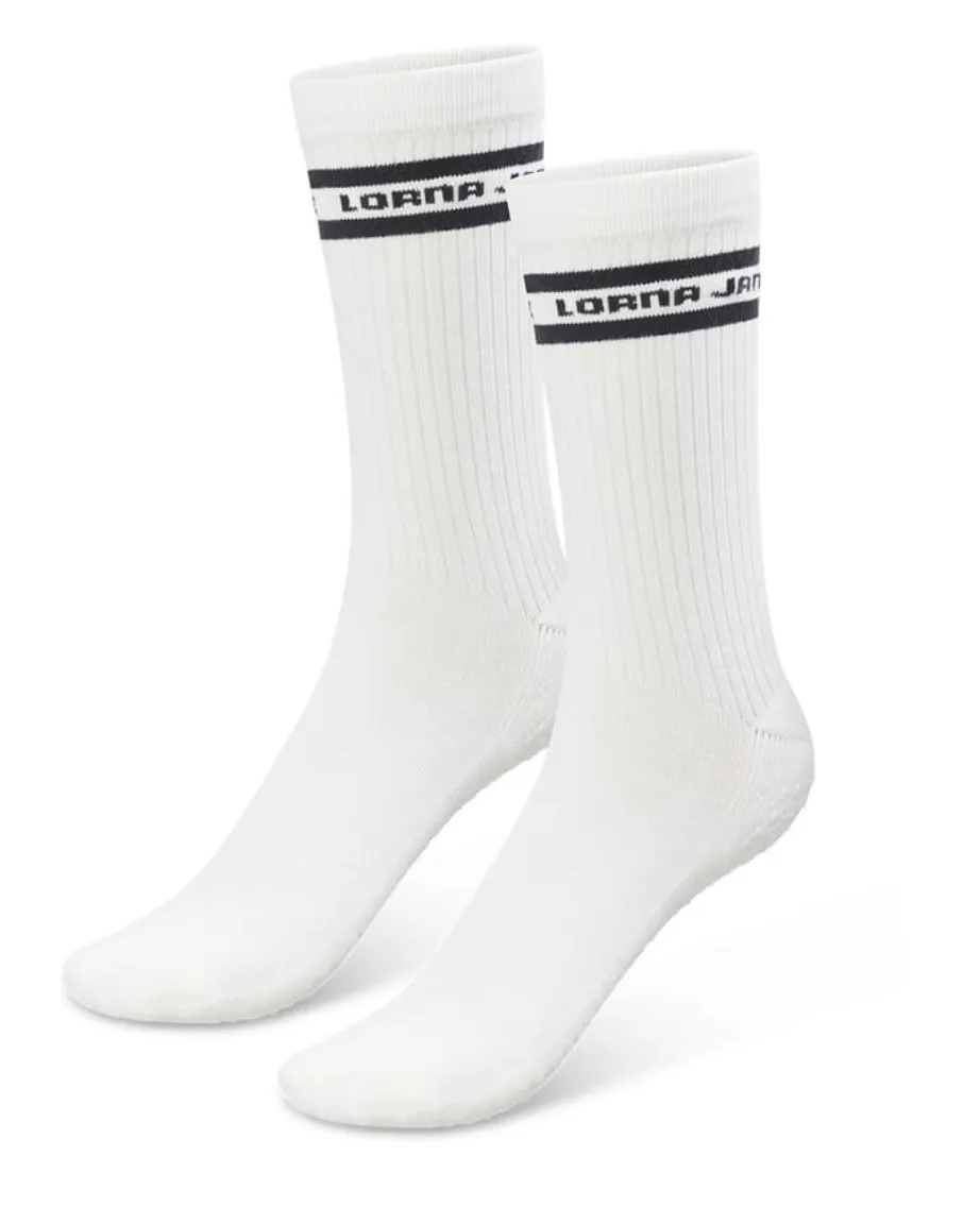 Lorna Jane Pilates Crew Socks - Porcelain/Black