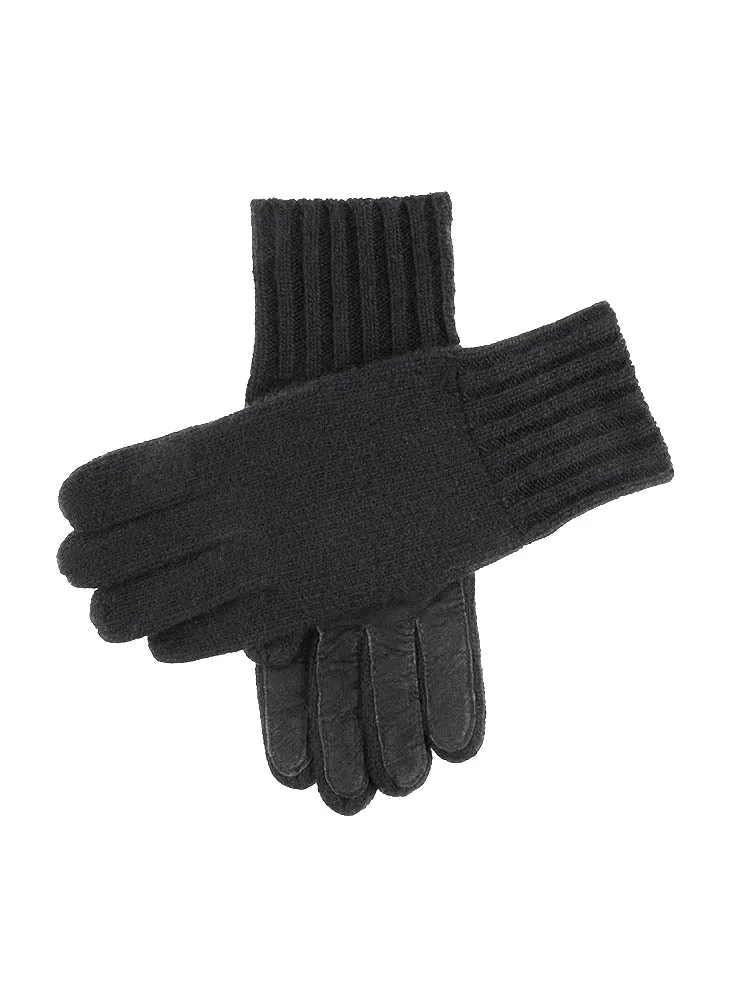 Men's Cashmere Knitted Gloves with Suede Palm Patch