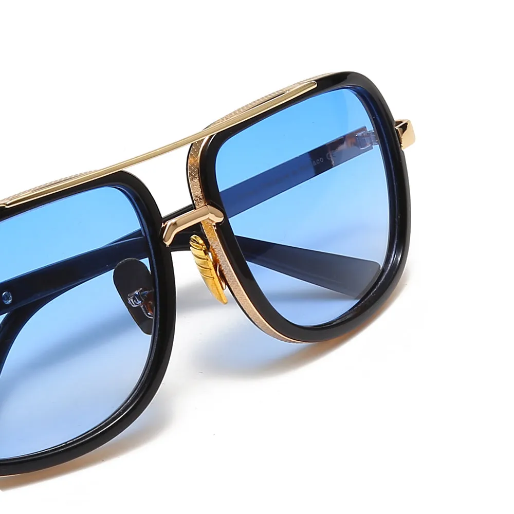 Men's Fevani Light Blue Gilded Square Oversized Sunglasses