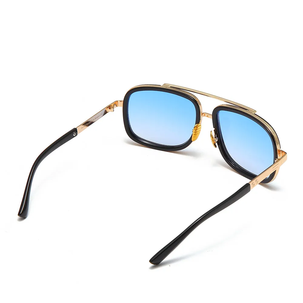 Men's Fevani Light Blue Gilded Square Oversized Sunglasses