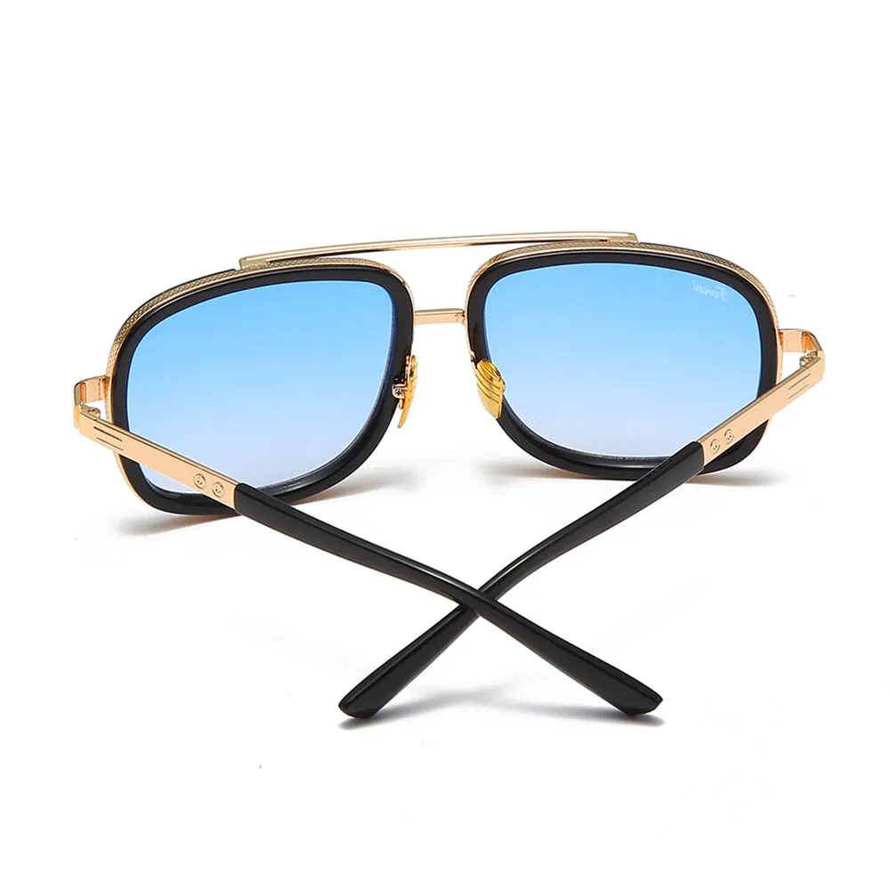 Men's Fevani Light Blue Gilded Square Oversized Sunglasses