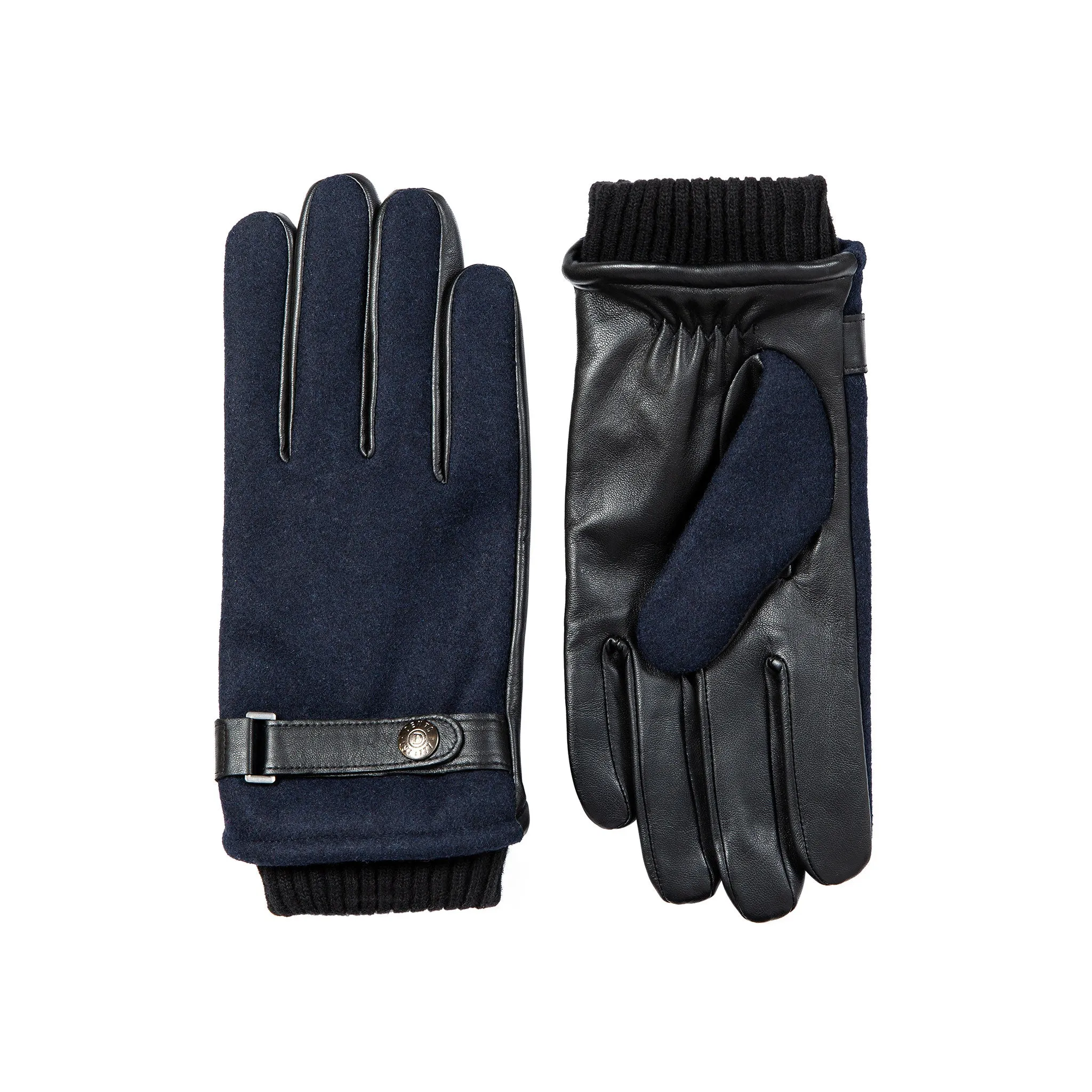 Men’s Touchscreen Lined Flannel and Leather Gloves