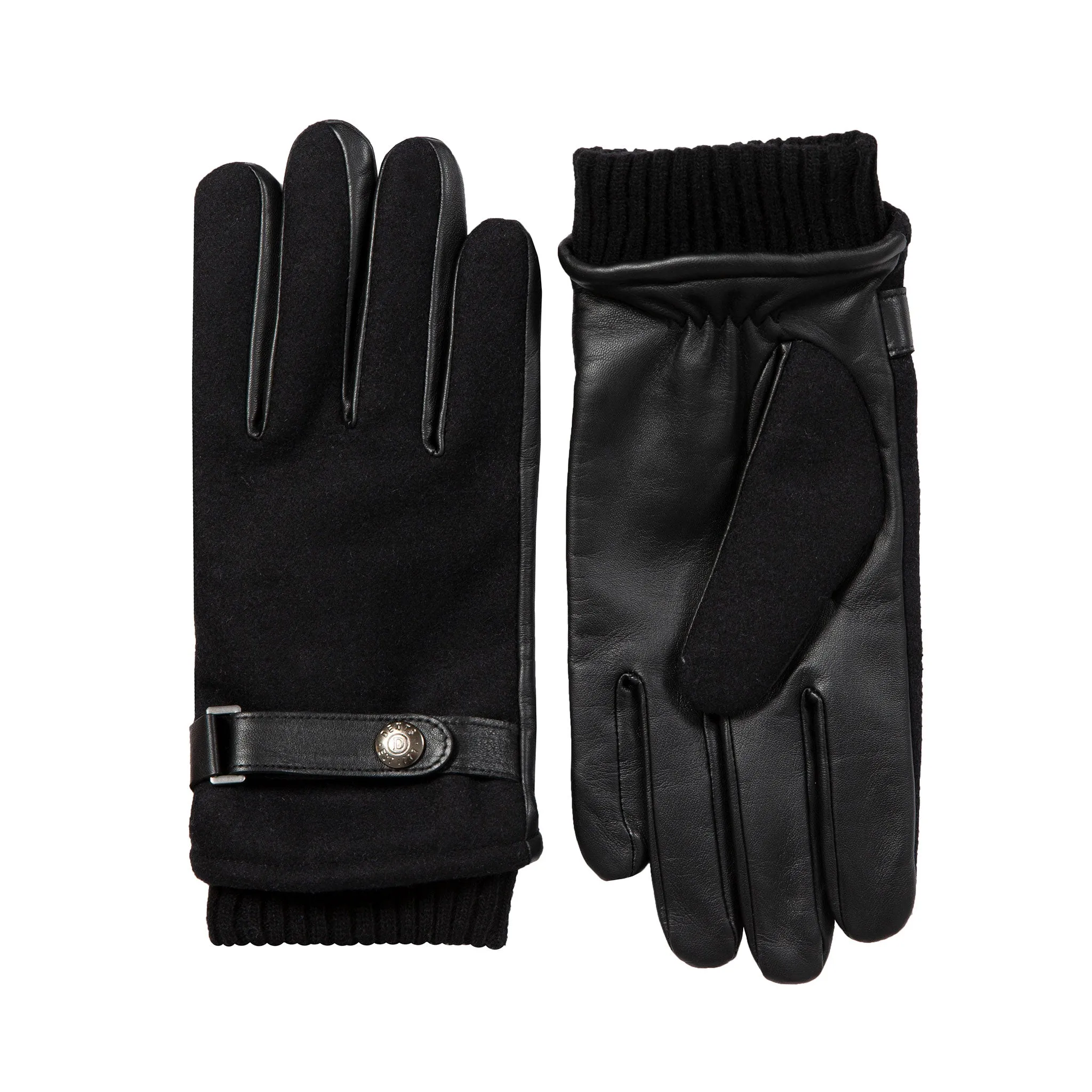 Men’s Touchscreen Lined Flannel and Leather Gloves