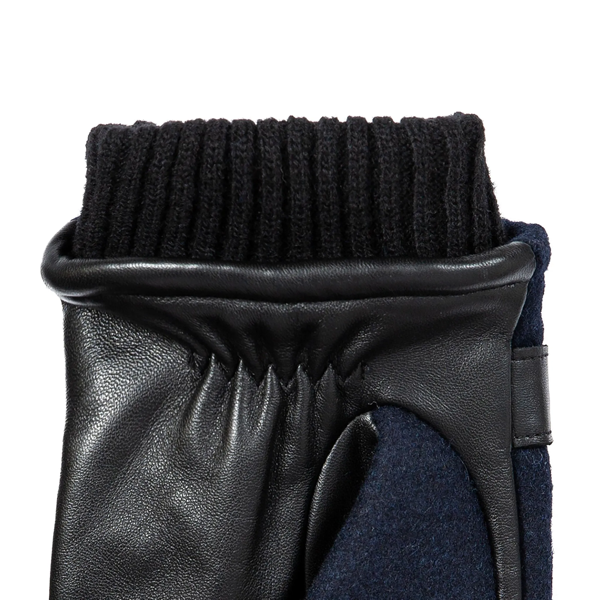 Men’s Touchscreen Lined Flannel and Leather Gloves