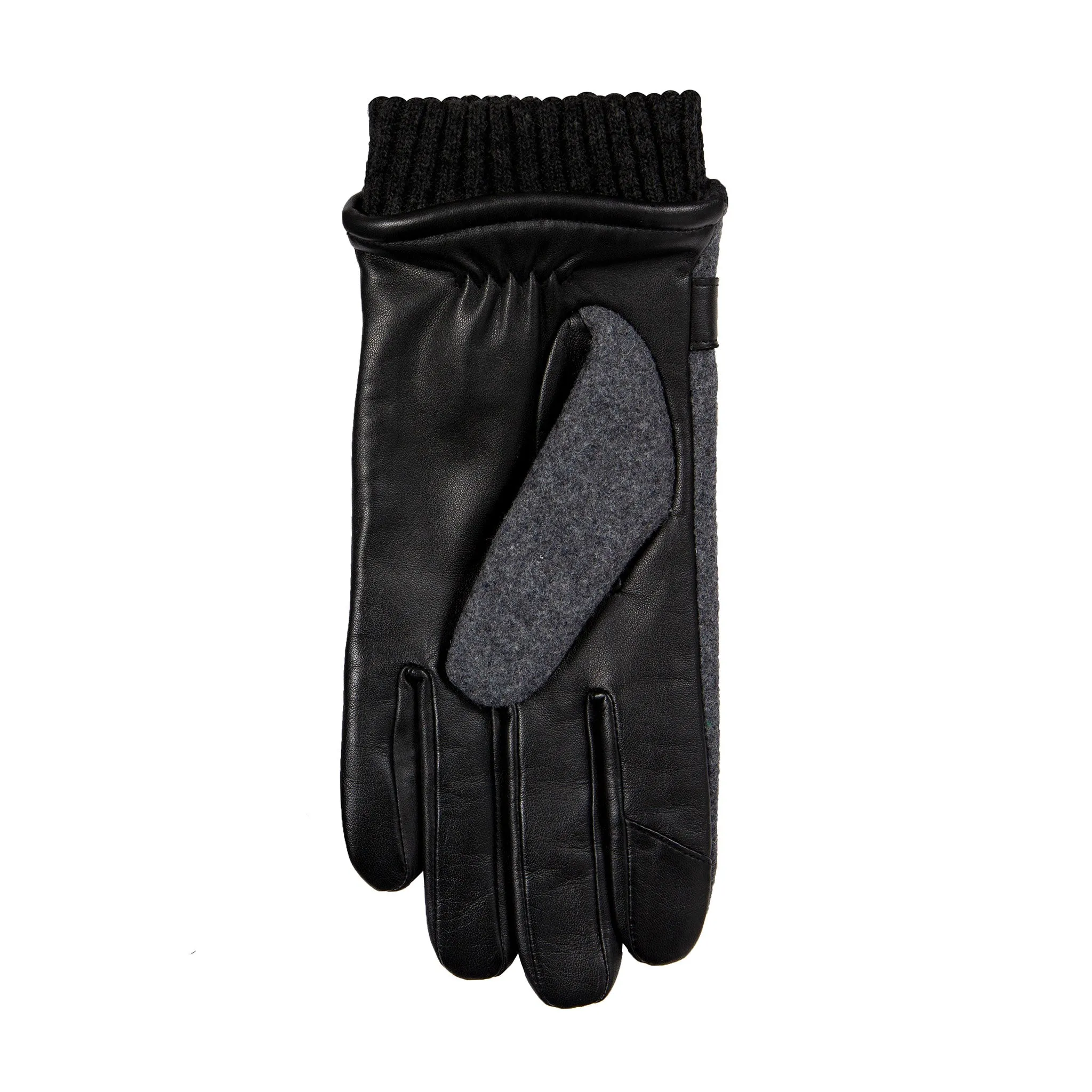 Men’s Touchscreen Lined Flannel and Leather Gloves