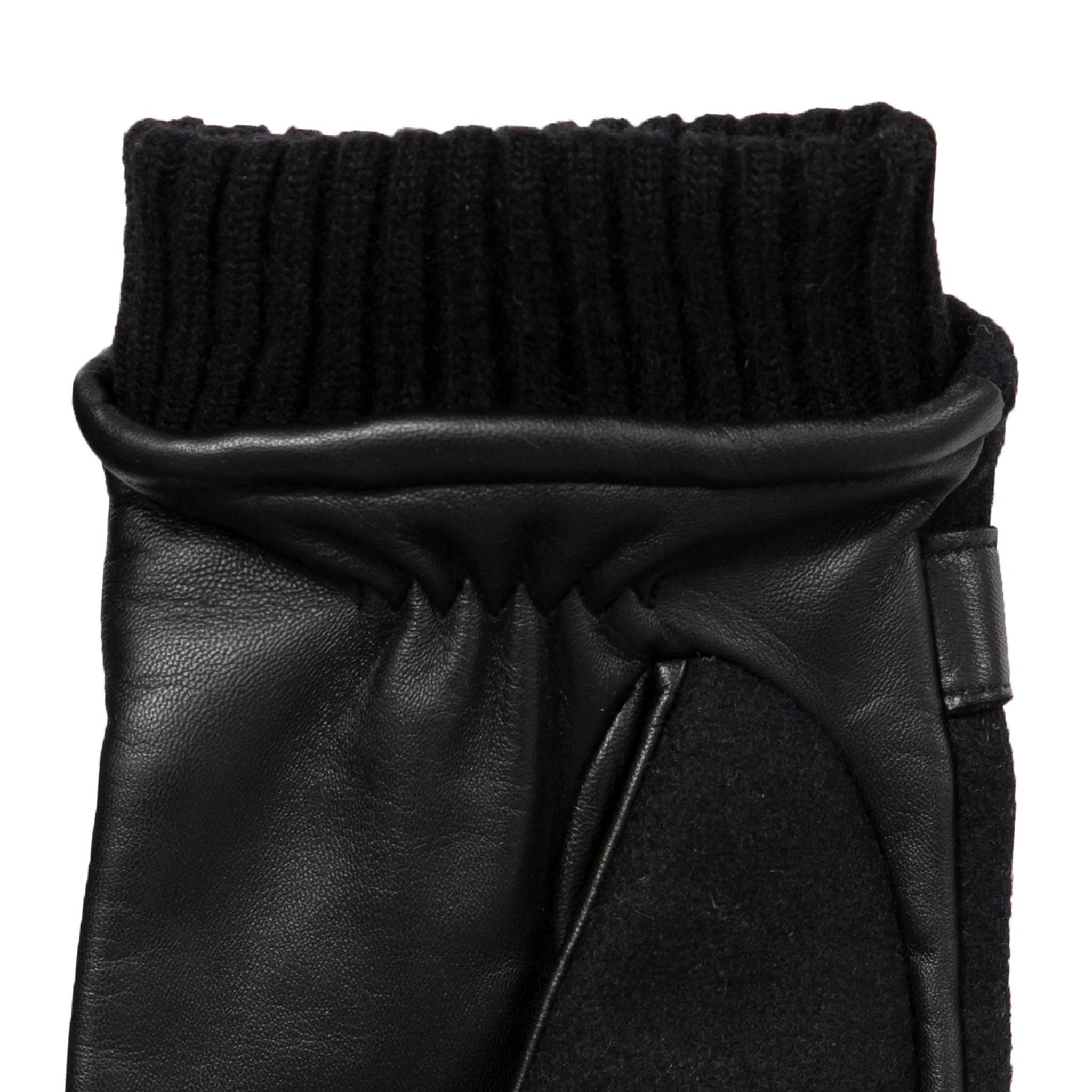 Men’s Touchscreen Lined Flannel and Leather Gloves