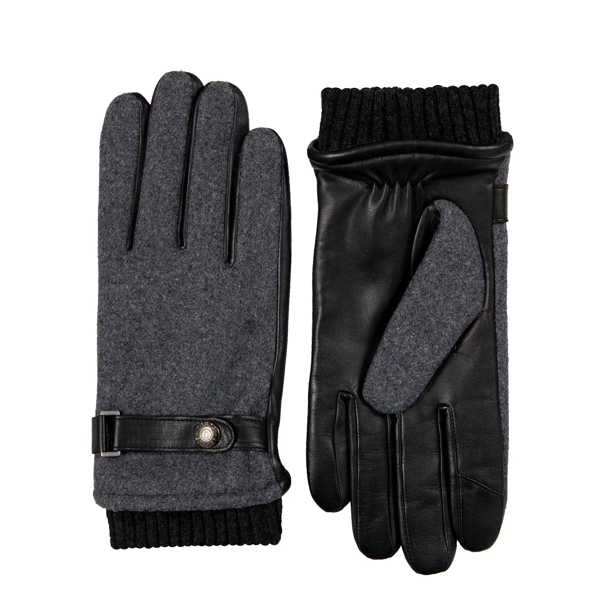 Men’s Touchscreen Lined Flannel and Leather Gloves