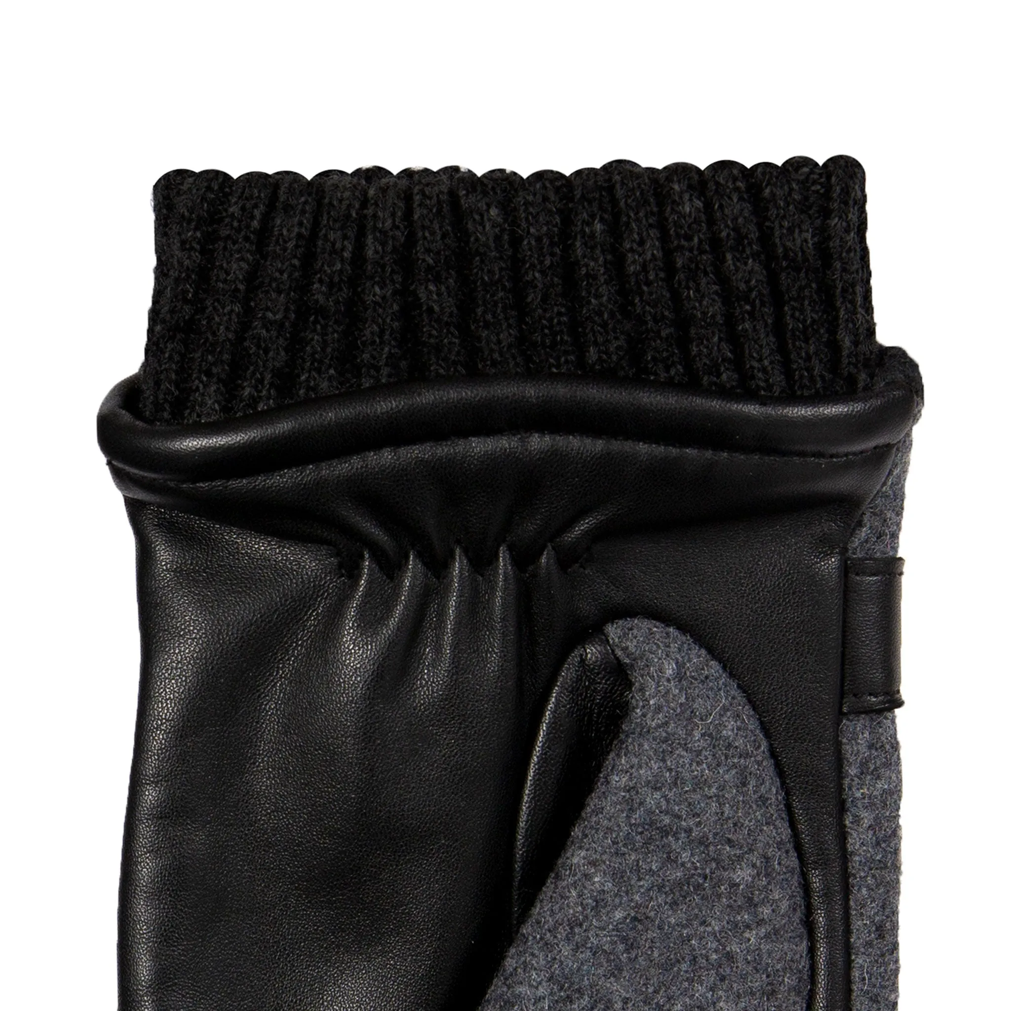 Men’s Touchscreen Lined Flannel and Leather Gloves